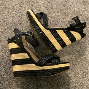 Mix No. 6 Striped Platform Wedge Shoes